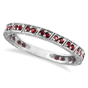 Garnet Stackable Ring Anniversary Band in 14k White Gold 0.27ct - All