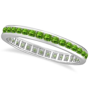 Peridot Channel-Set Eternity Ring Band 14k White Gold 1.04ct - All