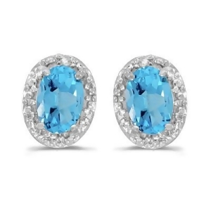 Diamond and Blue Topaz Earrings 14k White Gold 1.14ct - All