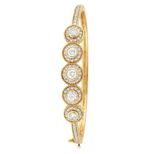 Vintage Style Diamond Bangle Bracelet 14k Yellow Gold 2.57ct - All