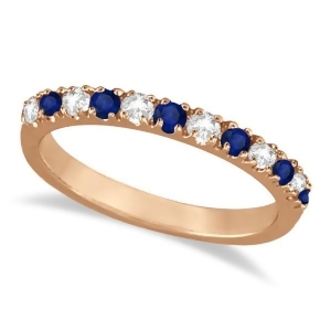 Diamond and Blue Sapphire Ring Guard Stackable Band 14k Rose Gold 0.32ct - All