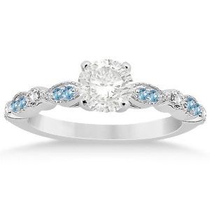 Marquise and Dot Blue Topaz Diamond Engagement Ring 18k White Gold 0.24 - All