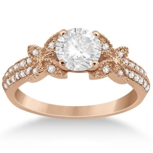 Butterfly Milgrain Diamond Engagement Ring 14K Rose Gold 0.25ct - All