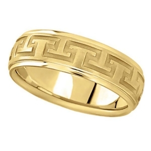 Men's Diamond Cut Carved Wedding Band in 14k Yellow Gold 7mm - All