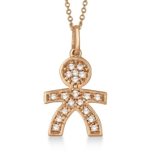 Pave-set Diamond Boy Shape Pendant Necklace 14K Rose Gold 0.15ct - All