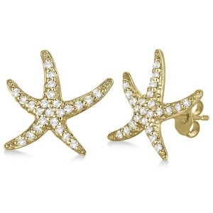 Diamond Starfish Earrings 14k Yellow Gold 0.50ct - All