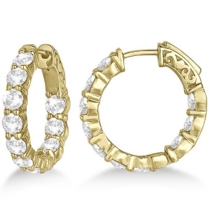 Small Round Diamond Hoop Earrings 14k Yellow Gold 4.00ct - All