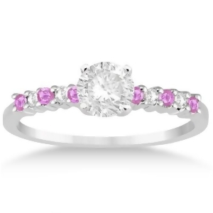 Diamond and Pink Sapphire Engagement Ring 14k White Gold 0.15ct - All