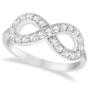 Twisted Diamond Infinity Ring Pave Set in 14k White Gold 0.50ct - All