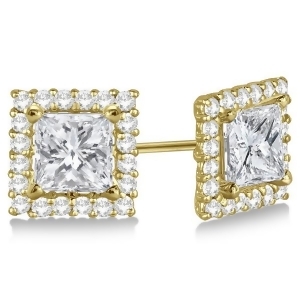 Square Diamond Earring Jackets Pave-Set 14k Yellow Gold 0.50ct - All