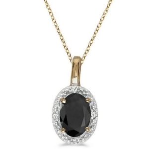 Oval Black Onyx and Diamond Pendant Necklace 14k Yellow Gold 0.47tcw - All