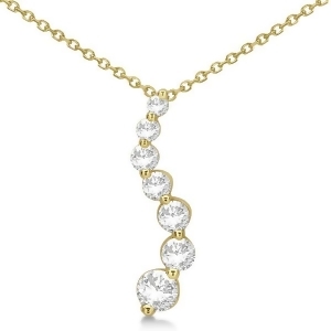Curved Seven Stone Diamond Journey Pendant Necklace 14k Y. Gold 0.50ct - All
