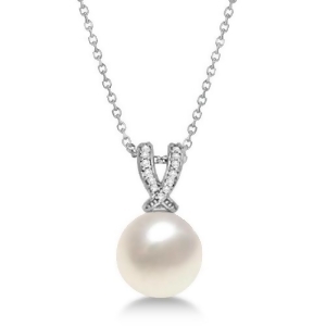 Paspaley Cultured South Sea Pearl and Diamond Pendant 14K White Gold 12mm - All