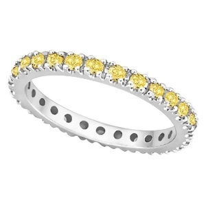Fancy Yellow Canary Diamond Eternity Ring Band 14K White Gold 0.51ct - All