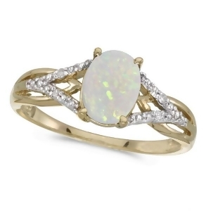 Oval Opal and Diamond Cocktail Ring 14K Yellow Gold 0.70ct - All