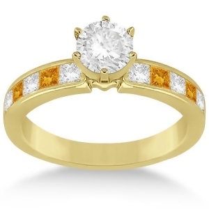 Channel Citrine and Diamond Engagement Ring 18k Yellow Gold 0.60ct - All