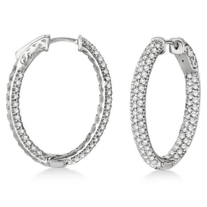 Pave-set Inside-Outside Diamond Hoop Earrings 14k White Gold 2.75ct - All