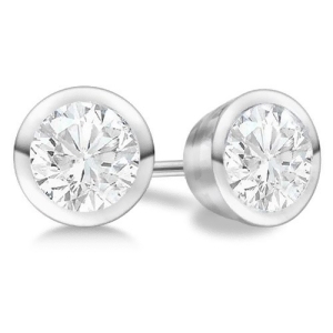 1.50Ct. Bezel Set Diamond Stud Earrings 14kt White Gold G-h Vs2-si1 - All