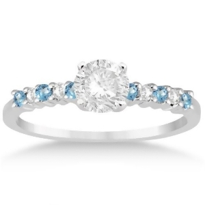 Petite Diamond and Blue Topaz Engagement Ring 14k White Gold 0.15ct - All