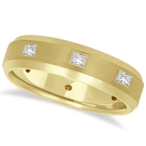 Princess-cut Diamond Ring Men's Wedding Band 14k Yellow Gold 0.50ct - All