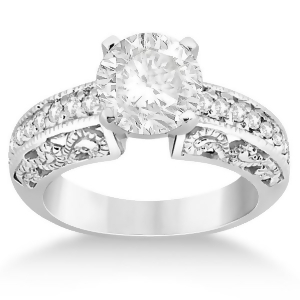 Vintage Filigree Diamond Engagement Ring 14K White Gold 0.32ct - All
