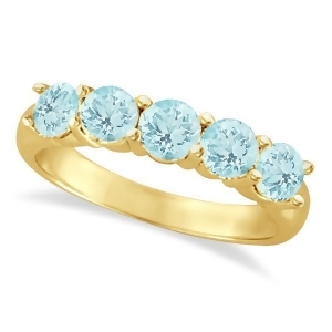 Five Stone Aquamarine Ring 14k Yellow Gold 2.20ctw - All
