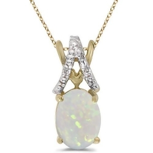 Opal and Diamond Solitaire Pendant 14k Yellow Gold 1.40tcw - All