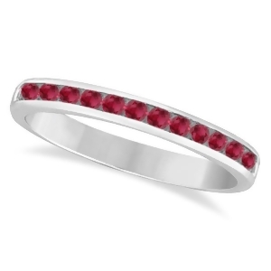 Ruby Channel-Set Semi-Eternity Ring Band 14k White Gold 0.40ct - All