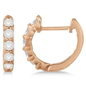 Hinged Hoop Diamond Huggie Style Earrings in 14k Rose Gold 0.33ct - All