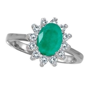 Lady Diana Oval Emerald and Diamond Ring 14k White Gold 1.50 ctw - All