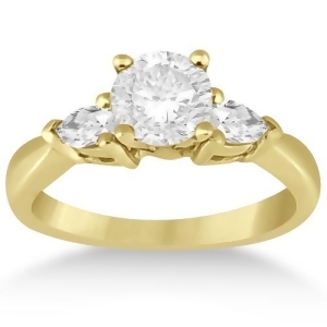 Three Stone Pear Shape Diamond Engagement Ring 14k Yellow Gold 0.50ct - All