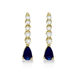 Pear Sapphire and Diamond Graduated Drop Earrings 14k Yellow Gold 0.80ctw - All