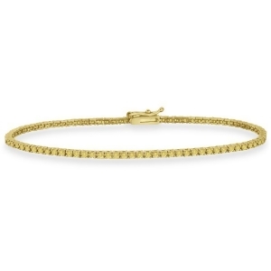 Fancy Yellow Eternity Diamond Tennis Bracelet 14k Y. Gold 2.10ct - All