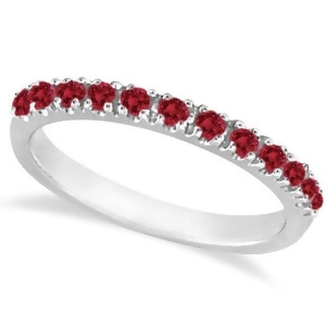 Garnet Stackable Ring Guard Band 14K White Gold 0.37ct - All