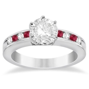 Channel Diamond and Ruby Engagement Ring Platinum 0.40ct - All