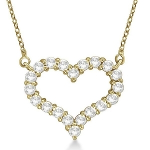 Open Heart Diamond Pendant Necklace 14k Yellow Gold 2.00ct - All