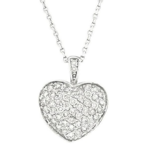 Diamond Puffed Heart Pendant Necklace in 14k White Gold 1.30ctw - All