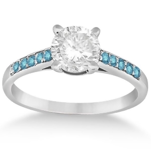 Cathedral Pave Blue Diamond Engagement Ring 14k White Gold 0.20ct - All