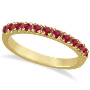 Ruby Stackable Ring Guard Band 14K Yellow Gold 0.37ct - All