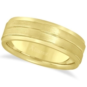 Carved Wedding Band in 18k Yellow Gold For Men 7mm - All