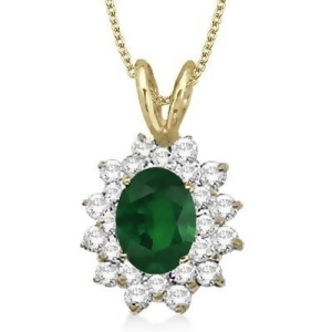 Emerald and Diamond Accented Pendant 14k Yellow Gold 1.60ctw - All