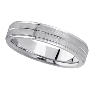 Carved Wedding Band in 14k White Gold For Men 5mm - All