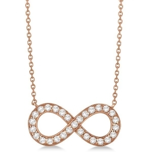 Pave Diamond Infinity Twist Pendant Necklace 14k Rose Gold 0.37ct - All