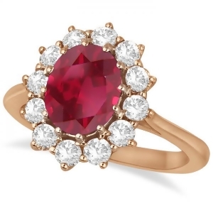 Oval Ruby and Diamond Ring 14k Rose Gold 3.60ctw - All