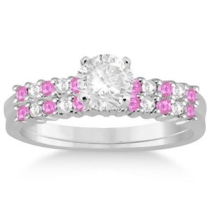 Diamond and Pink Sapphire Bridal Set Palladium 0.35ct - All