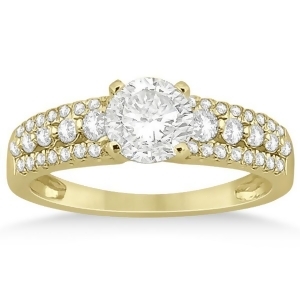 Three-row Prong-Set Diamond Engagement Ring 14k Yellow Gold 0.37ct - All