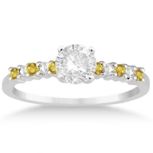 Diamond and Yellow Sapphire Engagement Ring 18k White Gold 0.15ct - All