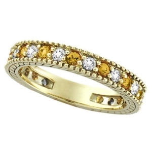 Diamond and Yellow Sapphire Eternity Ring Band 14k Yellow Gold 0.90ct - All