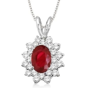 Ruby and Diamond Accented Pendant 14k White Gold 1.60ctw - All