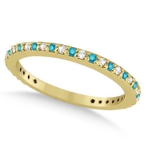 Eternity White and Blue Diamond Wedding Band in 14K Yellow Gold 0.54ct - All